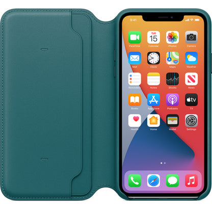 Apple iPhone 11 Pro Max Leather Folio - Peacock - Brand New