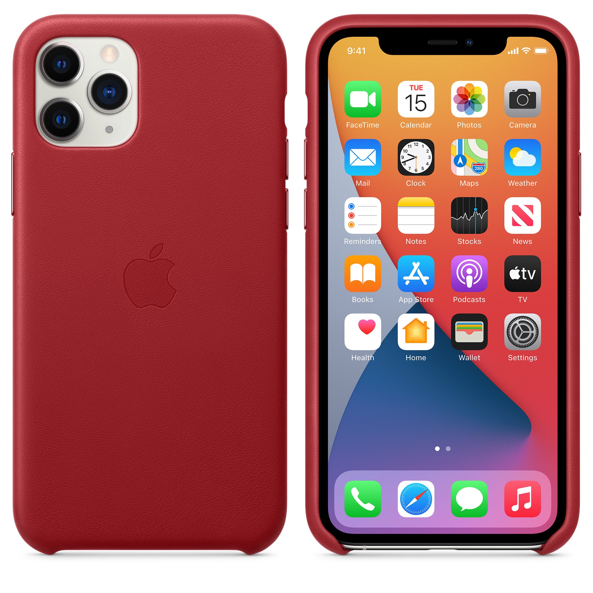 Apple iPhone 11 Pro Max Leather Case - Red - Brand New
