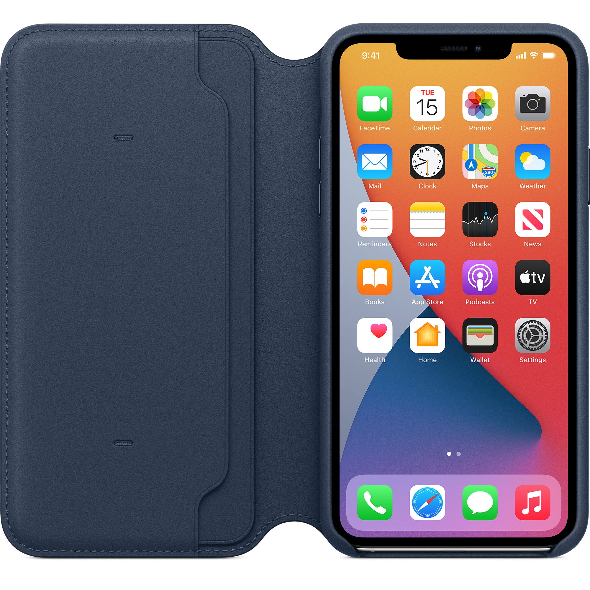 Apple iPhone 11 Pro Max Leather Folio - Deep Sea Blue - Brand New