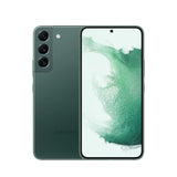 Refurbished Samsung Galaxy S22 in green showcasing front and back design.