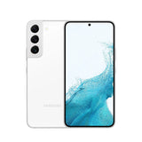Refurbished Samsung Galaxy S22 Phantom White with vibrant display and 75-point quality check.