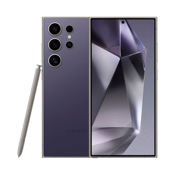Refurbished Samsung Galaxy S24 Ultra in Titanium Violet with advanced camera system.